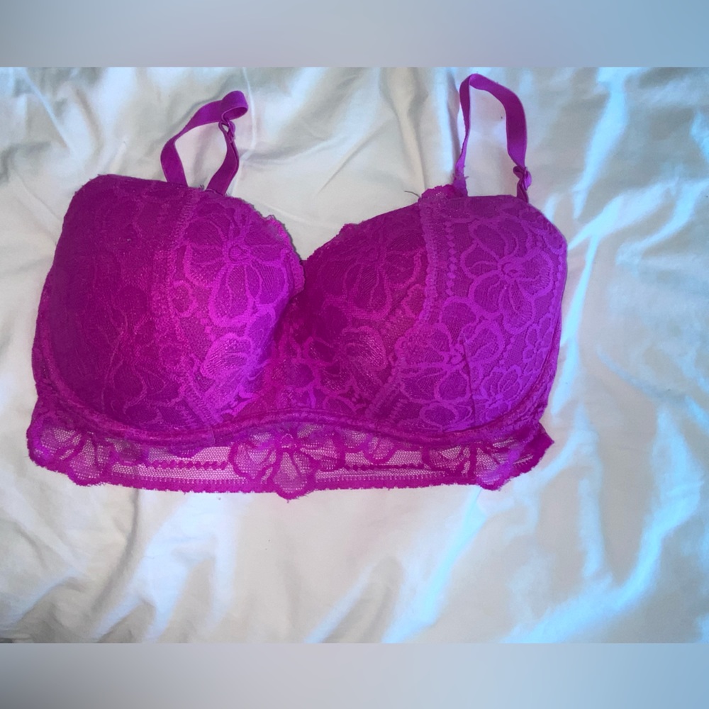 Victoria Secret Pink Fuchsia Lace Padded Bralette